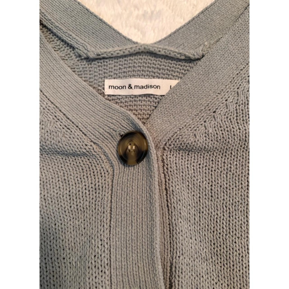 Moon & Madison Cardigan Womens Size L Green Casual Knit V Neck Layer Essential - Picture 12 of 12